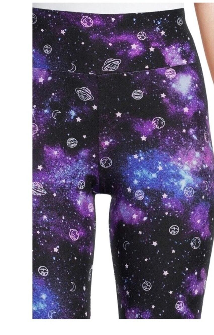 2 NOBO Purple Legging, Celestial Astrology Star Moon Ankle Sueded, High Rise XXL